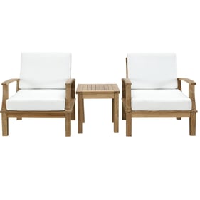 Modway Furniture Marina White 3pc Outdoor Patio Teak Set with Side Table