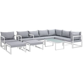 Modway Furniture Fortuna White Gray 10pc Outdoor Sofa Set