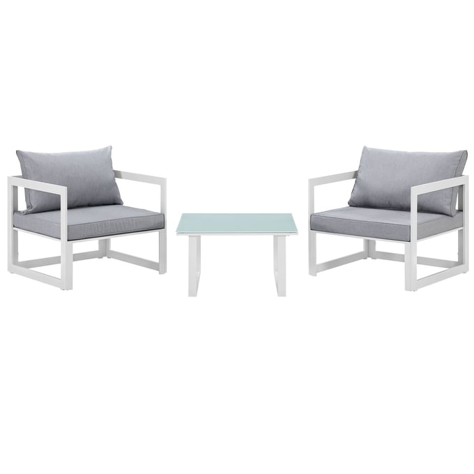 Modway Furniture Fortuna White Gray 3pc Outdoor Sofa Set EEI-1722-WHI-GRY-SET