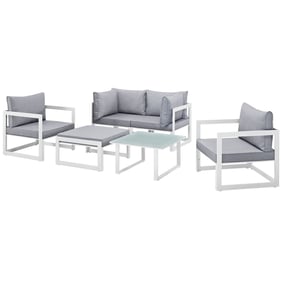 Modway Furniture Fortuna White Gray 6pc Outdoor Sofa Set