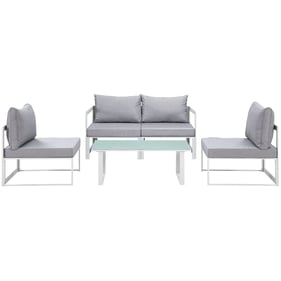 Modway Furniture Fortuna White Gray 5pc Outdoor Sofa Set