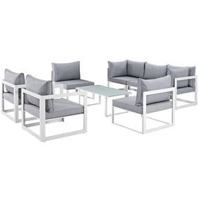 Modway Furniture Fortuna White Gray 8pc Outdoor Sofa Set