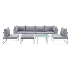 Modway Furniture Fortuna White Gray 8pc Outdoor Patio Sofa Set