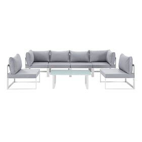 Modway Furniture Fortuna White Gray 7pc Outdoor Sofa Set