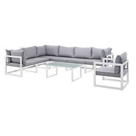 Modway Furniture Fortuna White Gray 8pcOutdoor Patio Sectional