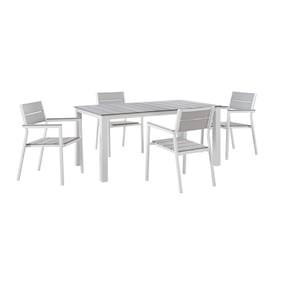 Modway Furniture Maine White Light Gray 5pc Outdoor Dining Set