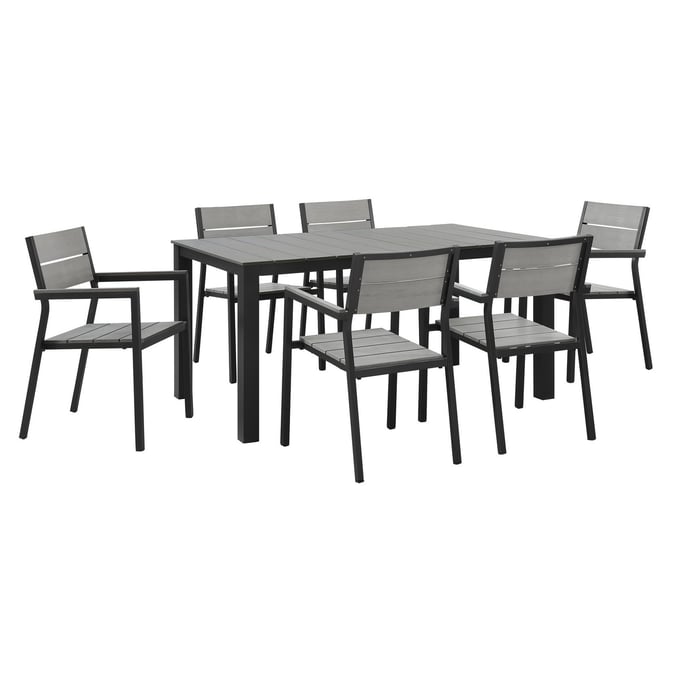 Modway Furniture Maine Brown Gray 7pc Outdoor Dining Set EEI-1749-BRN-GRY-SET