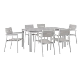 Modway Furniture Maine White Light Gray 7pc Outdoor Dining Set