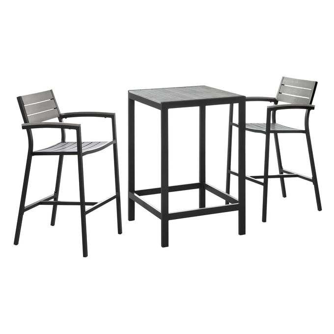 Modway Furniture Maine Brown Gray 3pc Outdoor Bar Set EEI-1754-BRN-GRY-SET