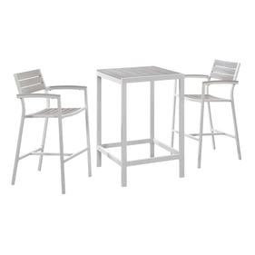 Modway Furniture Maine White Light Gray 3pc Outdoor Bar Set