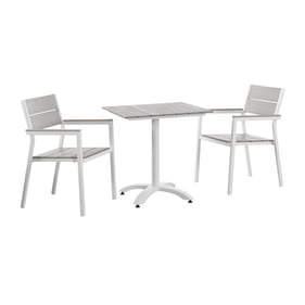 Modway Furniture Maine White Light Gray 3pc Outdoor Dining Set