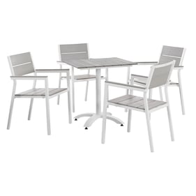 Modway Furniture Maine White Light Gray 5pc Outdoor Patio Dining Set