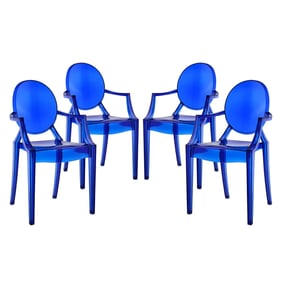 4 Modway Furniture Casper Blue Dining Armchairs