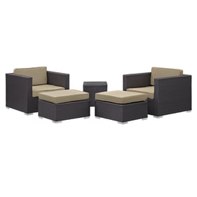 Modway Furniture Convene Espresso Mocha Fabric 5pc Outdoor Patio Chair and ...