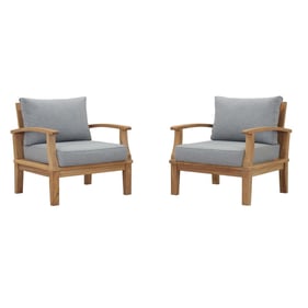 2 Modway Furniture Marina Gray Outdoor Patio Teak Sets with Arms