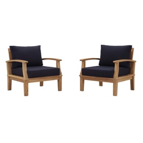 2 Modway Furniture Marina Navy Outdoor Patio Teak Sets with Arms