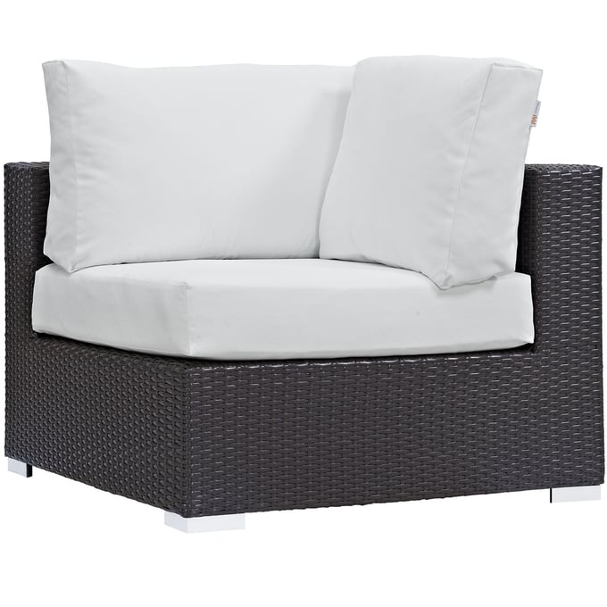 Modway Furniture Convene Espresso White Outdoor Patio Corner Chair EEI-1840-EXP-WHI