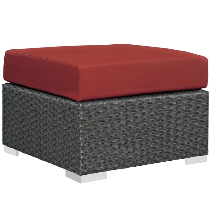 Modway Furniture Sojourn Red Outdoor Patio Sunbrella Ottoman EEI-1855-CHC-RED