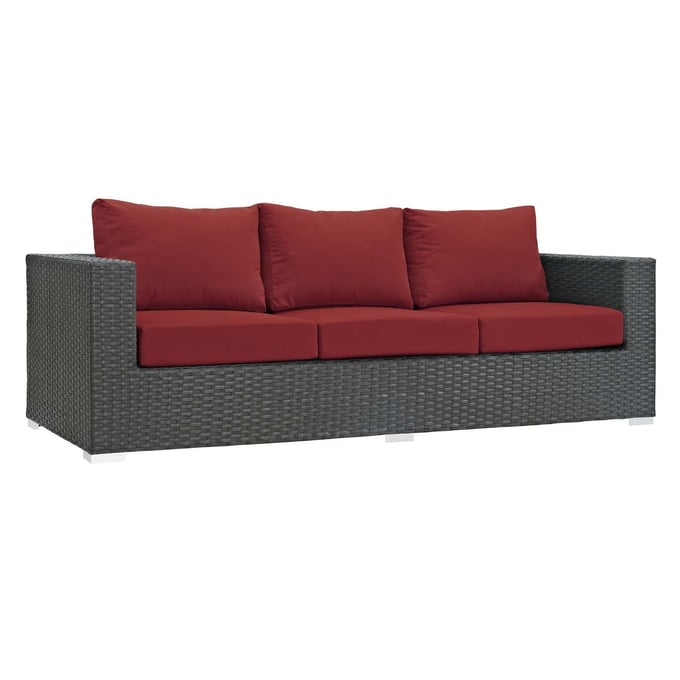 Modway Furniture Sojourn Red Outdoor Sunbrella Sofa EEI-1860-CHC-RED