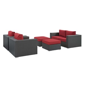 Modway Furniture Sojourn Red 5pc Outdoor Patio Sofa Set