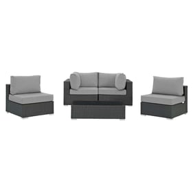 Modway Furniture Sojourn Gray 5pc Outdoor Patio Sunbrella Sectional