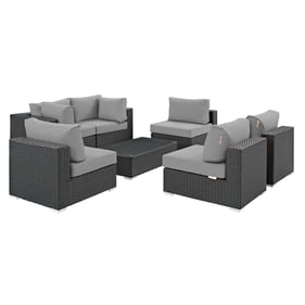 Modway Furniture Sojourn Gray 7pc Outdoor Patio Sectional Set