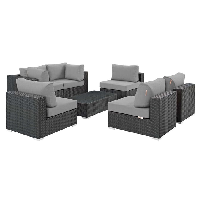 Modway Furniture Sojourn Gray 7pc Outdoor Patio Sectional Set EEI-1883-CHC-GRY-SET