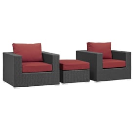 Modway Furniture Sojourn Red 3pc Outdoor Chairs and Ottoman Set