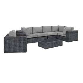 Modway Furniture Summon Gray 7pc Outdoor Sunbrella Sectional