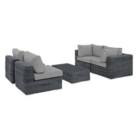 Modway Furniture Summon Gray Fabric 5pc Outdoor Sunbrella Sectional Set