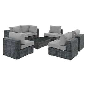 Modway Furniture Summon Gray 7pc Outdoor Patio Sectional Set