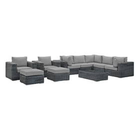 Modway Furniture Summon Gray 10pc Outdoor Patio Sectional Set