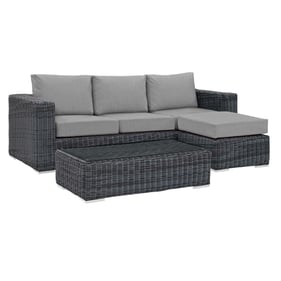 Modway Furniture Summon Gray 3pc Outdoor Sunbrella Sectional