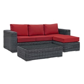 Modway Furniture Summon Red 3pc Outdoor Sunbrella Sectional