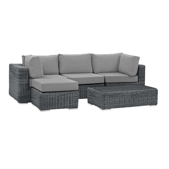 Modway Furniture Summon Gray 5pc Outdoor Sectional Set EEI-1904-GRY-GRY-SET