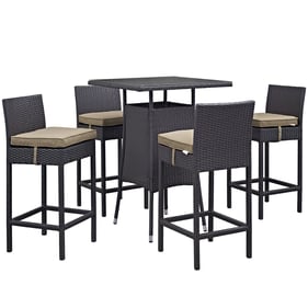 Modway Furniture Convene Espresso Mocha 5pc Outdoor Patio Pub Set