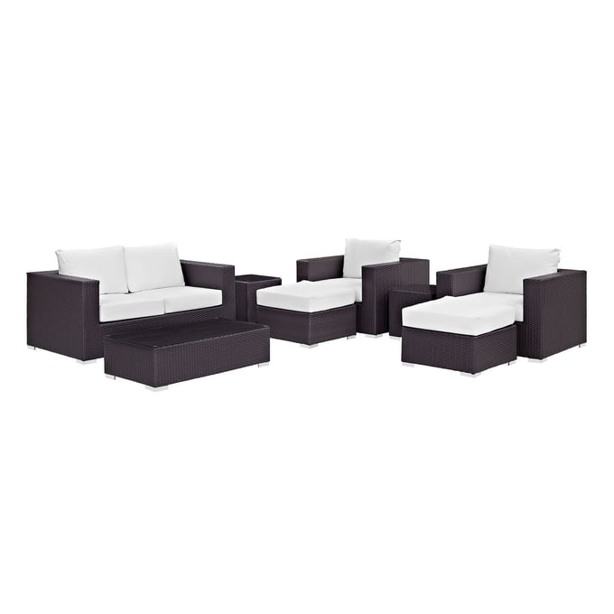 Modway Furniture Convene Espresso White 8pc Outdoor Sofa Set EEI-2159-EXP-WHI-SET