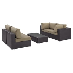 Modway Furniture Convene Espresso Mocha 5pc Outdoor Patio Sectional Set