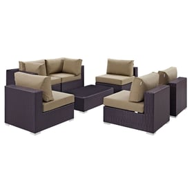 Modway Furniture Convene Espresso Mocha 7pc Outdoor Patio Sofa Set