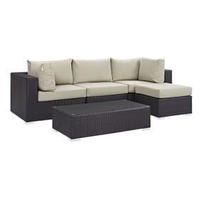 Modway Furniture Convene Espresso Beige 5pc Outdoor Patio Sectionals