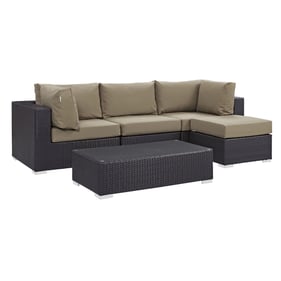 Modway Furniture Convene Espresso Mocha 5pc Outdoor Patio Sectional