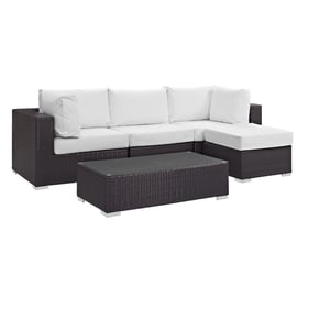 Modway Furniture Convene Espresso White 5pc Outdoor Patio Sectional