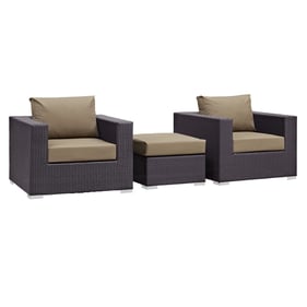 Modway Furniture Convene Espresso Mocha 3pc Outdoor Patio Chair and Ottoman