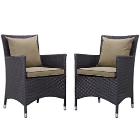 2 Modway Furniture Convene Espresso Mocha Outdoor Patio Dining Chairs