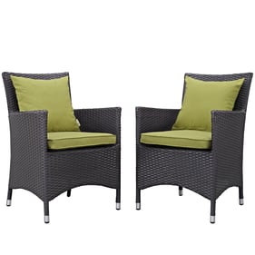 2 Modway Furniture Convene Espresso Peridot Outdoor Patio Dining Chairs