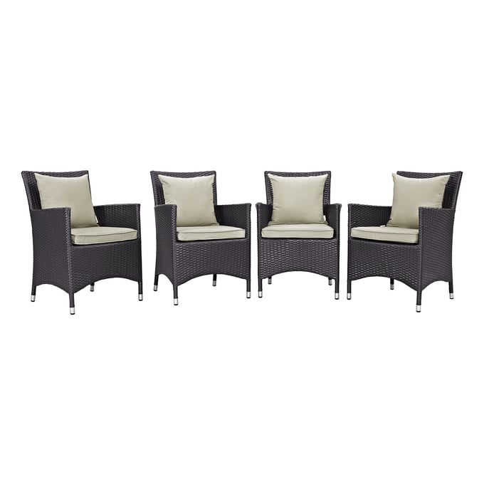 4 Modway Furniture Convene Espresso Beige Outdoor Dining Chairs EEI-2190-EXP-BEI-SET