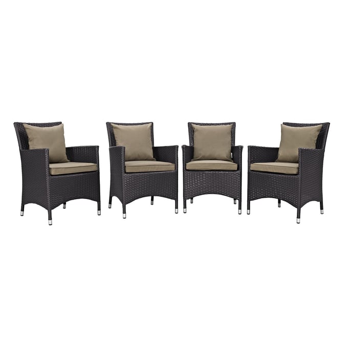 4 Modway Furniture Convene Espresso Mocha Outdoor Dining Chairs EEI-2190-EXP-MOC-SET