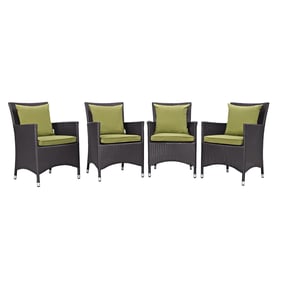 4 Modway Furniture Convene Espresso Peridot Outdoor Dining Chairs