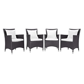 4 Modway Furniture Convene Espresso White Outdoor Dining Chairs