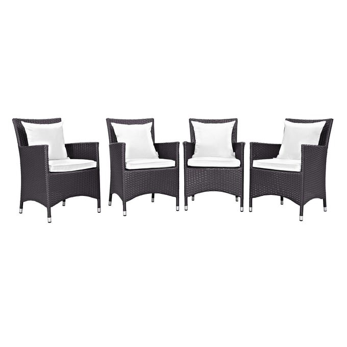 4 Modway Furniture Convene Espresso White Outdoor Dining Chairs EEI-2190-EXP-WHI-SET